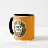 Happy Easter – Floral Spring Wreath caneca マグカップ (正面左)