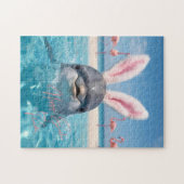 Happy Easter Florida Beach Flamingos and Dolphin ジグソーパズル (横)