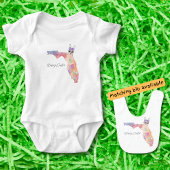 Happy Easter Florida State Pastel Eggs and Bunny ベビーボディスーツ