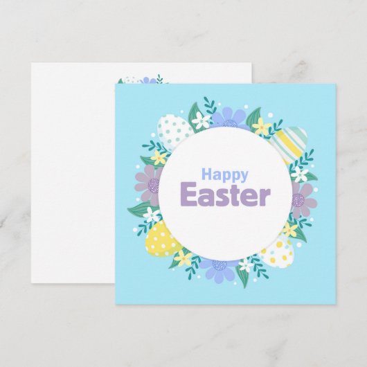 Happy Easter Flowers and Eggs  シーズンカード (正面/裏面)