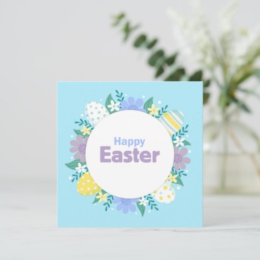 Happy Easter Flowers and Eggs  シーズンカード (スタンド正面)