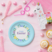 Happy Easter Flowers and Eggs  ペーパープレート (パーティー)