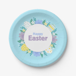Happy Easter Flowers and Eggs  ペーパープレート