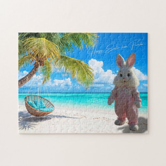 Happy Easter from Florida Beach with Easter Bunny ジグソーパズル (横)