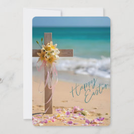 Happy Easter from Florida Cross & Lilies on Beach シーズンカード
