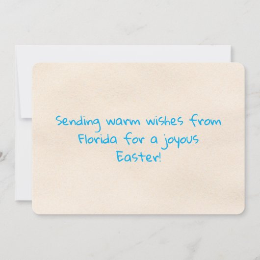 Happy Easter from Florida Flamingo Bunny on Beach シーズンカード (裏面)