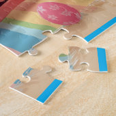 Happy Easter from Florida Flamingo Bunny on Beach  ジグソーパズル (側面)