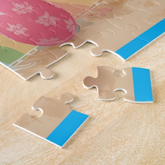 Happy Easter from Florida Flamingo Bunny on Beach  ジグソーパズル (側面)