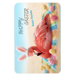 Happy Easter from Florida Flamingo Bunny on Beach マグネット