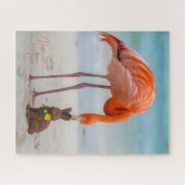 Happy Easter from Florida Flamingo on Beach ジグソーパズル (横)