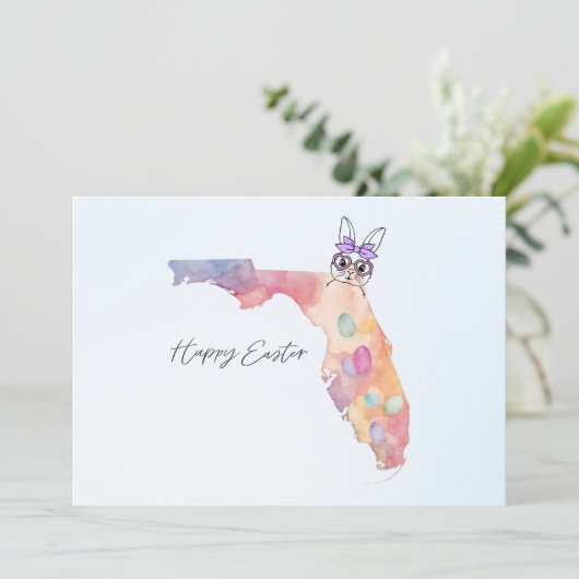 Happy Easter from Florida Pastel Eggs and Bunny シーズンカード (スタンド正面)