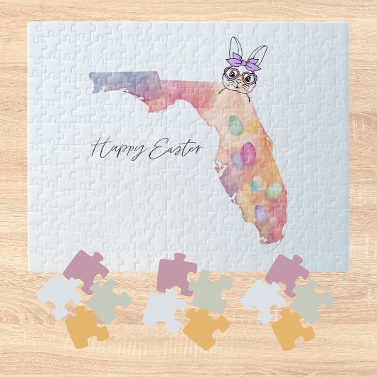 Happy Easter from Florida Pastel Eggs and Bunny ジグソーパズル