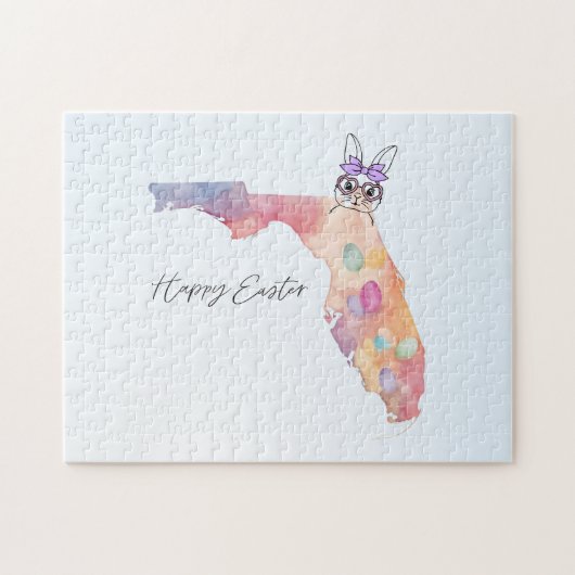 Happy Easter from Florida Pastel Eggs and Bunny ジグソーパズル (横)
