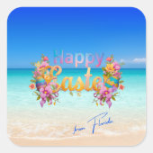 Happy Easter from Florida Tropical Beach スクエアシール (正面)
