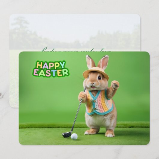 Happy Easter from Hilton Head Island Golf Bunny シーズンカード (正面/裏面)
