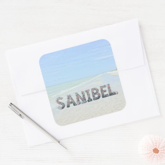 Happy Easter from Sanibel Island Florida Beach スクエアシール (封筒)