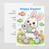 Happy Easter Funny Bunny April Fools Fish Humor シーズンカード (正面/裏面)