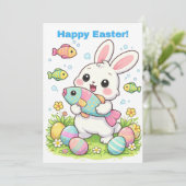 Happy Easter Funny Bunny April Fools Fish Humor シーズンカード (スタンド正面)