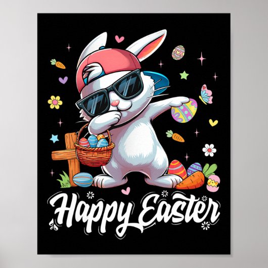Happy Easter Funny Dabbing Bunny Rabbit Easter Day ポスター (正面)