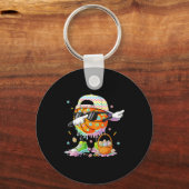 Happy easter funny easter bunny basketball men boy キーホルダー (正面)
