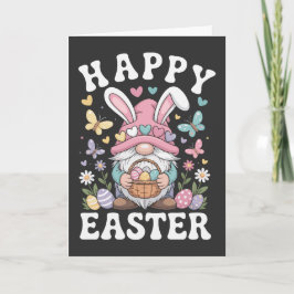 Happy Easter Gnome With Bunny Ears Colorful Eggs カード