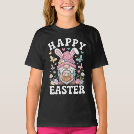Happy Easter Gnome With Bunny Ears Colorful Eggs Tシャツ