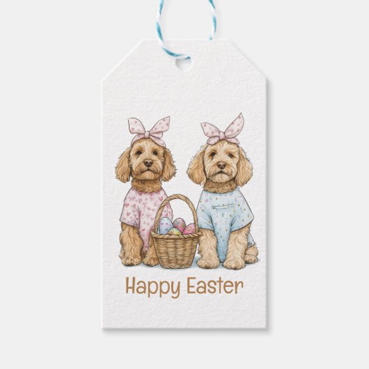 Happy Easter Goldendoodle Dogs ギフトタグ (正面)