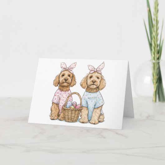 Happy Easter Goldendoodle Dogs シーズンカード (正面)
