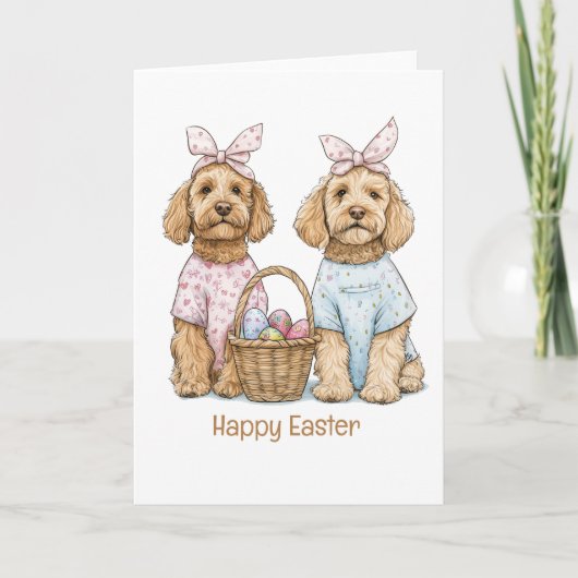 Happy Easter Goldendoodle Dogs シーズンカード (正面)
