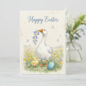 Happy Easter Goose Card | Chick & Bellflowers シーズンカード (スタンド正面)