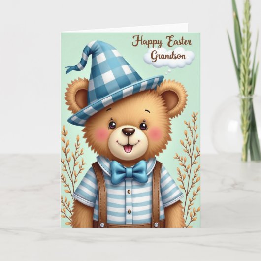 Happy Easter Grandson Bear Card カード (正面)
