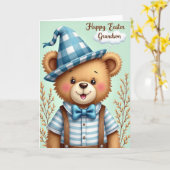 Happy Easter Grandson Bear Card カード (黄色い花)