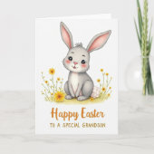 Happy Easter Grandson Cute Bunny Card カード (正面)