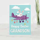 Happy Easter Grandson Fun Plane Card カード (正面)