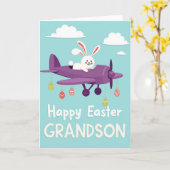Happy Easter Grandson Fun Plane Card カード (黄色い花)