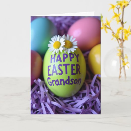 Happy Easter Grandson Gift Card カード (黄色い花)