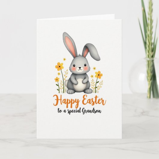 Happy Easter Grandson Hare Card カード (正面)