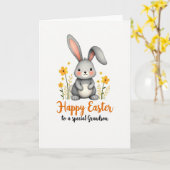 Happy Easter Grandson Hare Card カード (黄色い花)