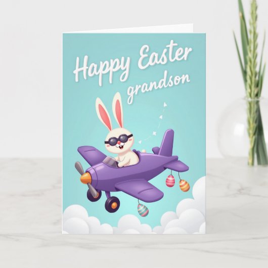 Happy Easter Grandson Plane Card カード (正面)