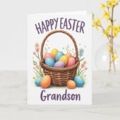 Happy Easter Grandson Spring Card カード (黄色い花)