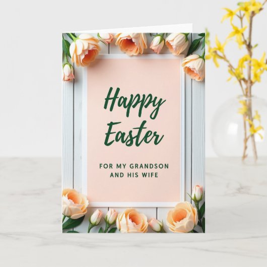 Happy Easter Grandson Wife Card カード (黄色い花)