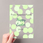 Happy Easter gray green polka dots family name アクリル招待状 (インサイチュ (ポータブル))