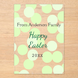 Happy Easter gray green polka dots family name アクリル招待状