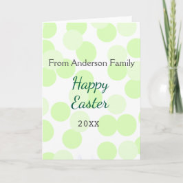 Happy Easter gray green polka dots family name カード