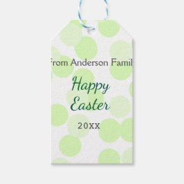 Happy Easter gray green polka dots family name ギフトタグ