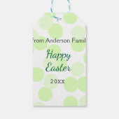 Happy Easter gray green polka dots family name ギフトタグ (裏面)