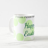 Happy Easter gray green polka dots family name コーヒーマグカップ (正面左)