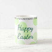 Happy Easter gray green polka dots family name コーヒーマグカップ (中央)