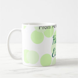 Happy Easter gray green polka dots family name コーヒーマグカップ