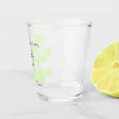 Happy Easter gray green polka dots family name ショットグラス (右)